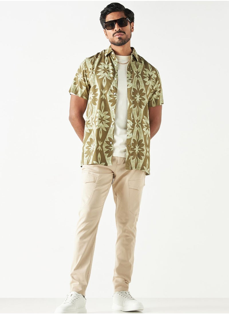 Iconic - Flower Print Relaxed Fit Shirt - Image 1