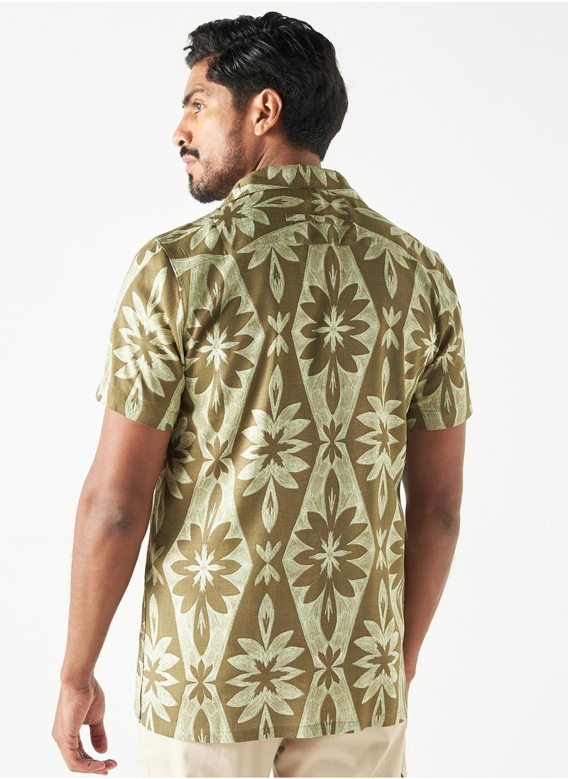 Iconic - Flower Print Relaxed Fit Shirt - Image 1