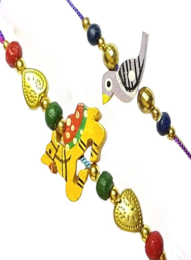 KRISHNA Rakhi for brother bhaiya kids designer rakhi for rakshabandhan with wooden bird and camel envoirnment eco friendly combo set - Image 2