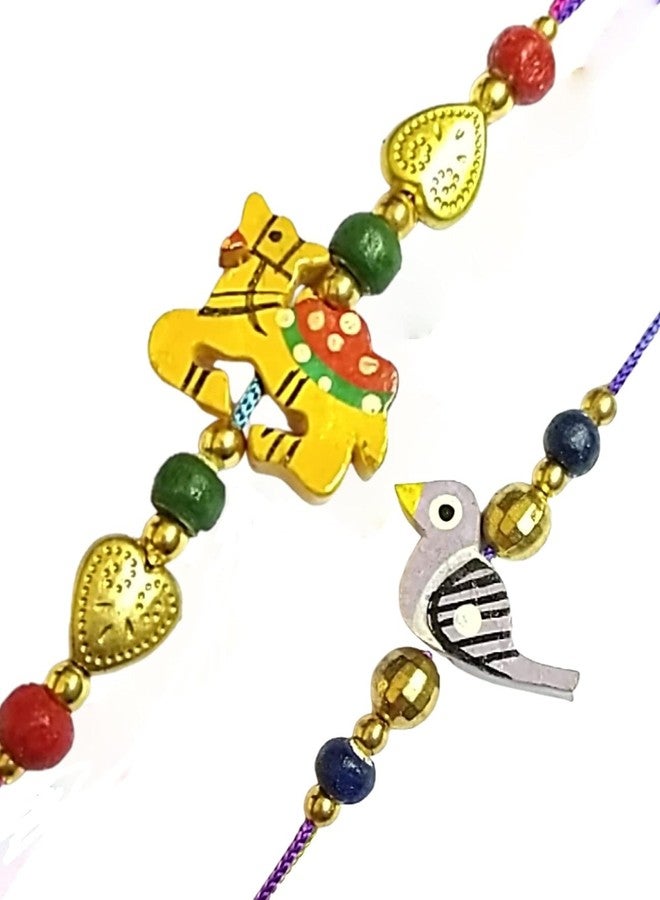 KRISHNA Rakhi for brother bhaiya kids designer rakhi for rakshabandhan with wooden bird and camel envoirnment eco friendly combo set - Image 1
