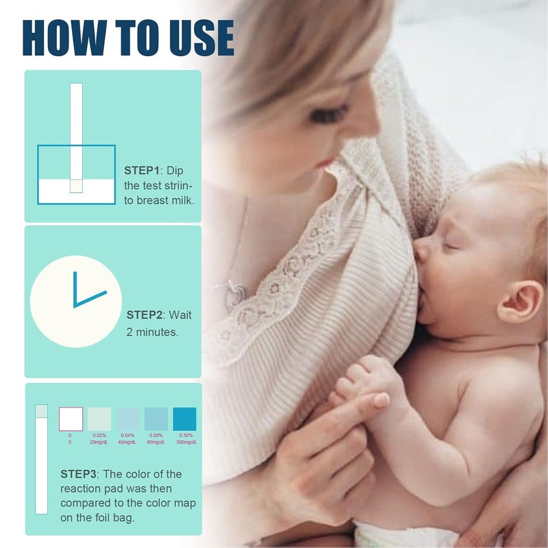 klarako Fast Accurate Detection Breast Milk Screening Tests Alcohol Dip Test for Breastfeeding and Nursing Mothers Alcohol Test Strips, 25Pcs Breastmilk Alcohol Test Strips Breastfeeding Breastmilk Test - Image 5
