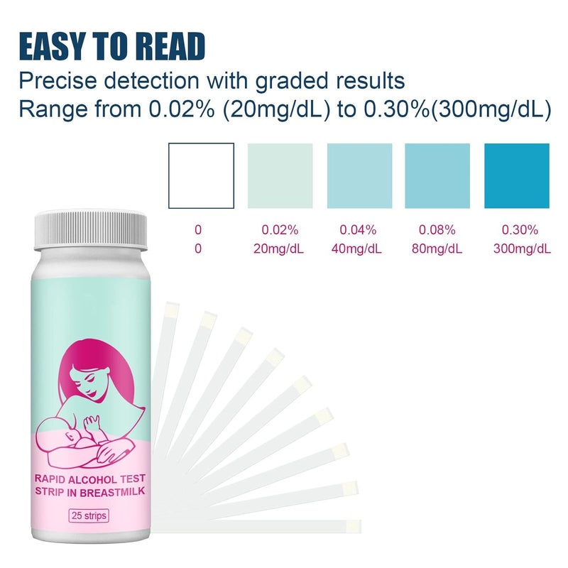 klarako Fast Accurate Detection Breast Milk Screening Tests Alcohol Dip Test for Breastfeeding and Nursing Mothers Alcohol Test Strips, 25Pcs Breastmilk Alcohol Test Strips Breastfeeding Breastmilk Test - Image 2