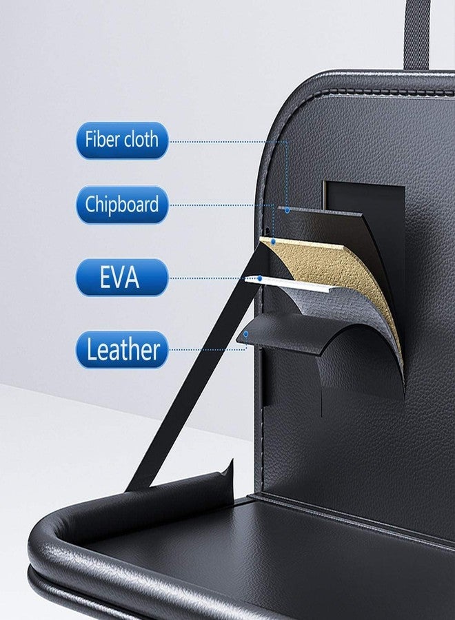 DRIVIJI Car Back Seat Organizer with Foldable Tray | Multipurpose Dining & Storage Solution | PU Leather Waterproof Organizer for Mobile, Tablet, Bottle, Tissue | Black - Image 5