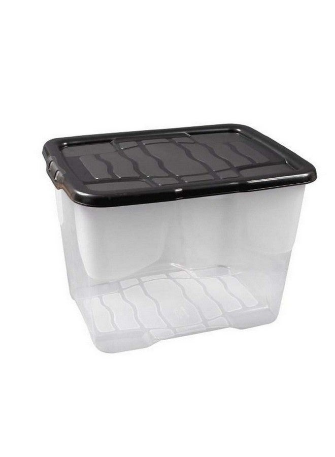 ستراتا صندوق تخزين قابل للتكديس بتصميم منحني مع غطاء، شفاف وأسود بسعة 10 لتر XW199-CLR/BLK-ST - Image 1