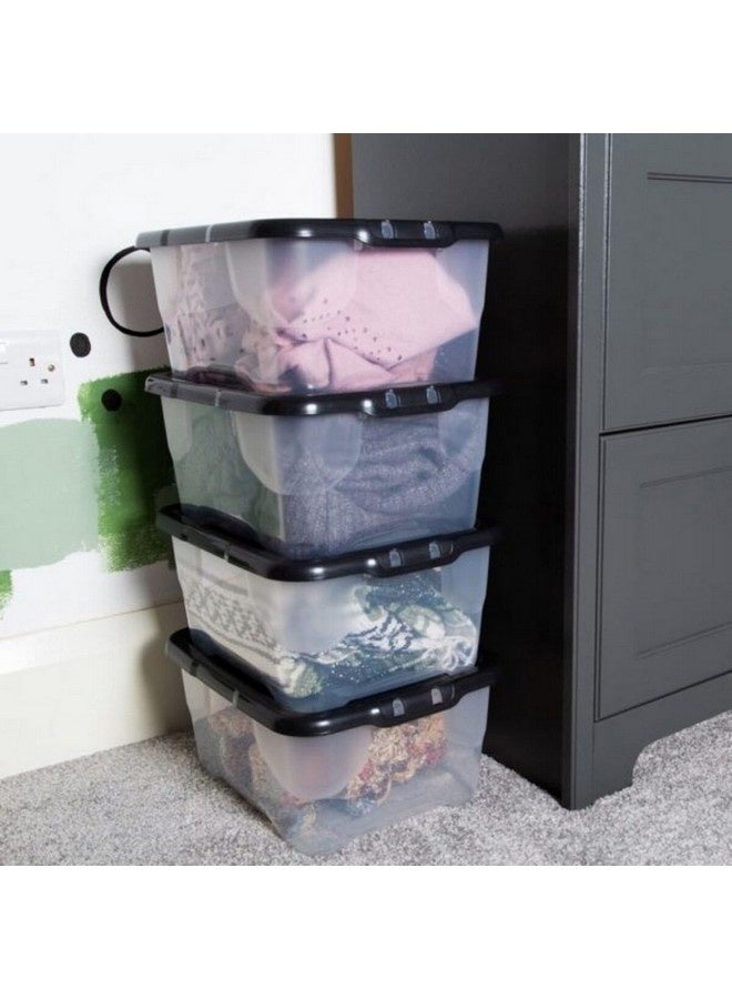 ستراتا صندوق تخزين قابل للتكديس بتصميم منحني مع غطاء، شفاف وأسود بسعة 10 لتر XW199-CLR/BLK-ST - Image 3