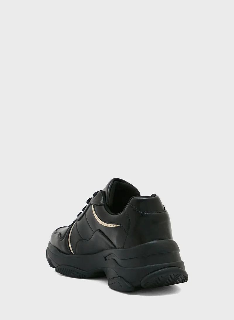 Ginger Metallic Trim Quilted Chunky Sneaker