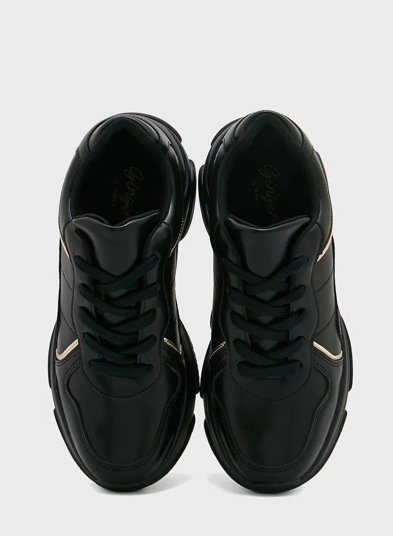 Ginger Metallic Trim Quilted Chunky Sneaker