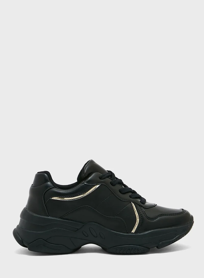 Ginger Metallic Trim Quilted Chunky Sneaker