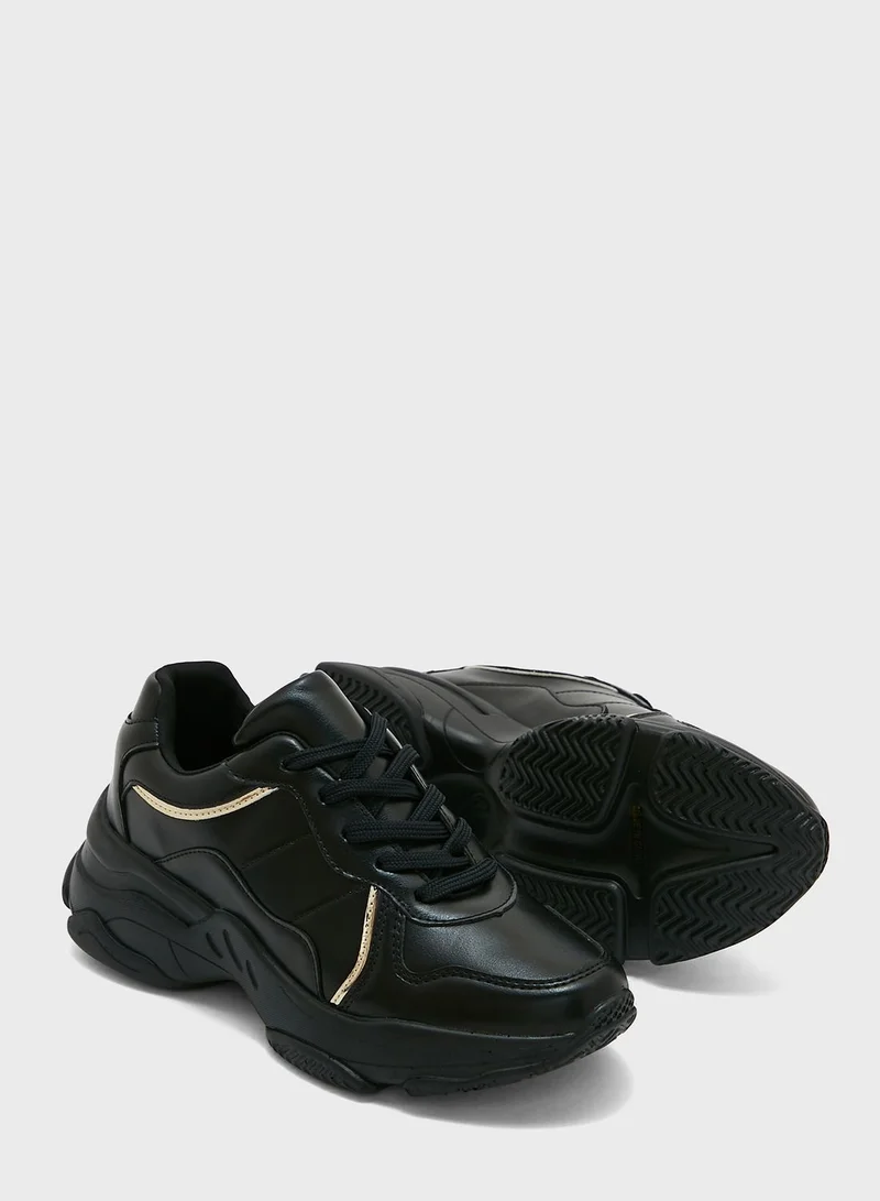 Ginger Metallic Trim Quilted Chunky Sneaker