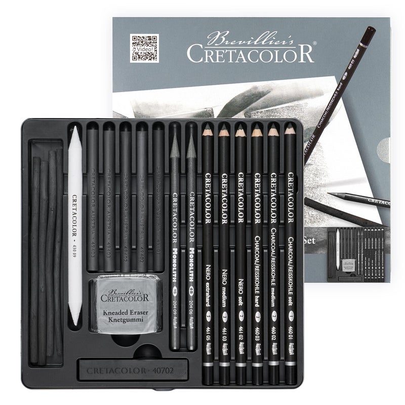 CRETACOLOR 400 30Black Box 20Piece Charcoal Set