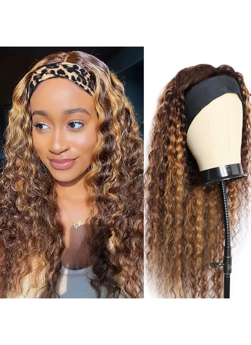 XSY XSY Headband Wig Human Hair Highlight Ombre Headband Wigs for Black Women Deep Wave Wigs Human Hair 150 Density 24 Inch 