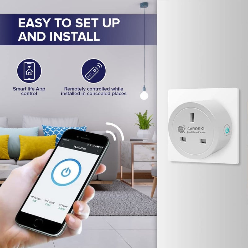 CAROSKI WiFi Smart Plug UK – 16A Smart Socket with Timer Voice Control App Remote Access No Hub Required Works with Alexa & Google Home (Pack of 1) - Image 5