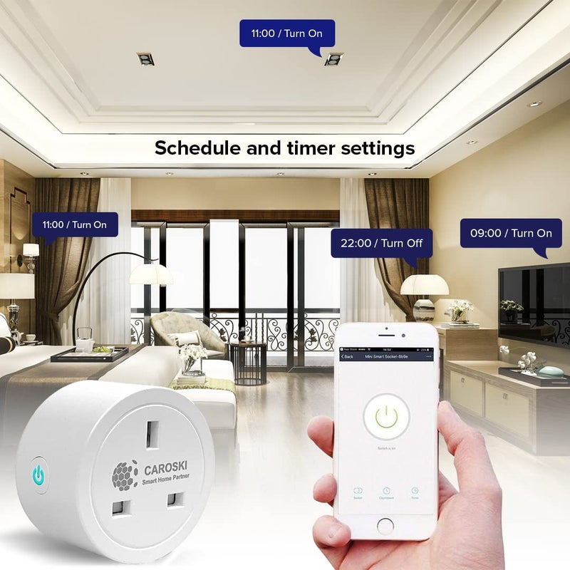 CAROSKI WiFi Smart Plug UK – 16A Smart Socket with Timer Voice Control App Remote Access No Hub Required Works with Alexa & Google Home (Pack of 1) - Image 3