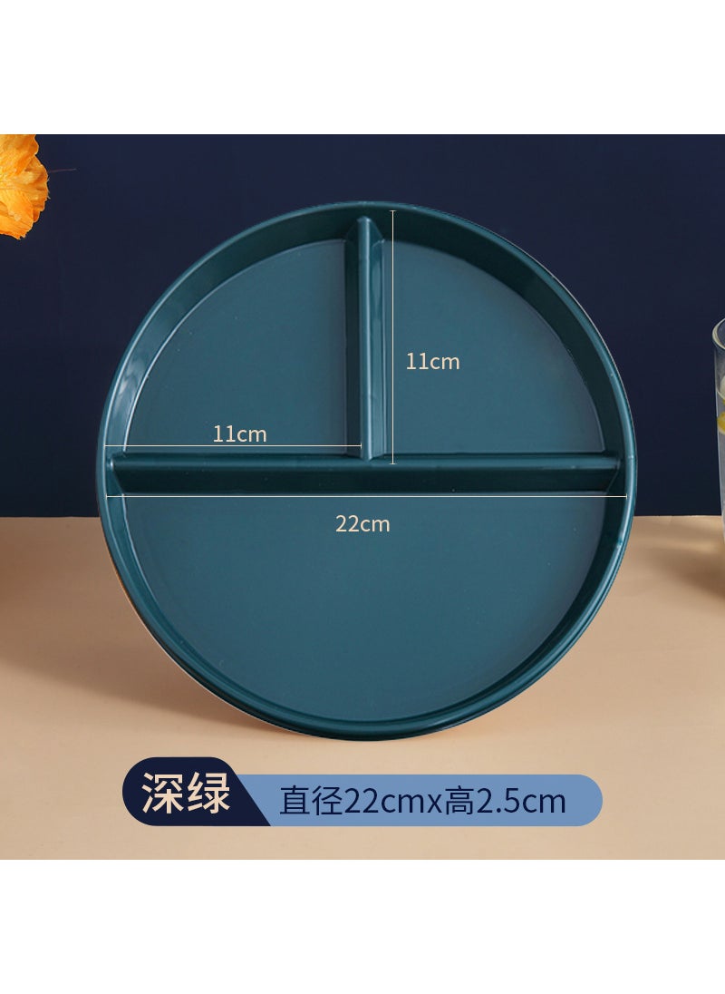 Generic - Divided Plate Fat-reducing Dinner Plate Divided Plate Single-person Meal Quantitative Plate Three-compartment Household Adult Drop-resistant Plastic Plate Round three-panel plate [pink]-naked - Image 1