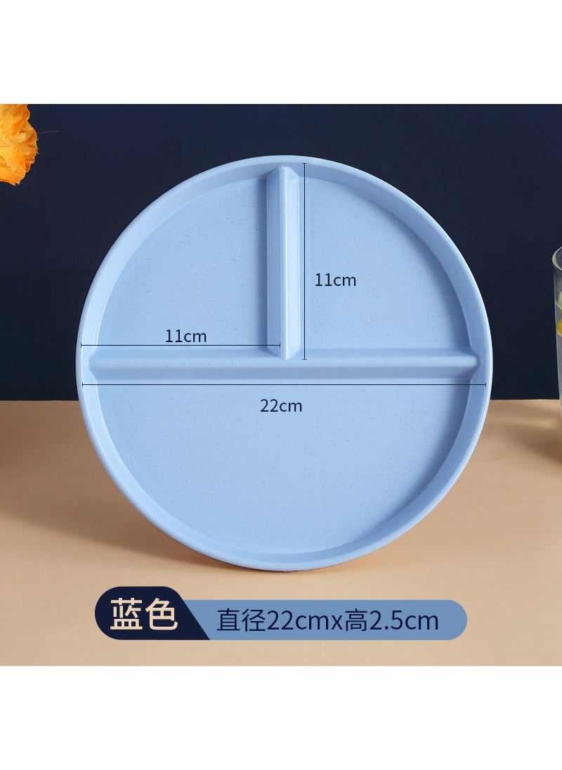 Generic - Divided Plate Fat-reducing Dinner Plate Divided Plate Single-person Meal Quantitative Plate Three-compartment Household Adult Drop-resistant Plastic Plate Round three-panel plate [pink]-naked - Image 1