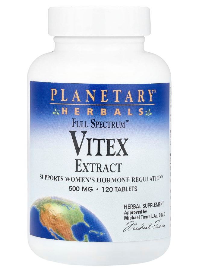 PLANETARY HERBALS Full Spectrum™ Vitex Extract 500 mg 120 Tablets 