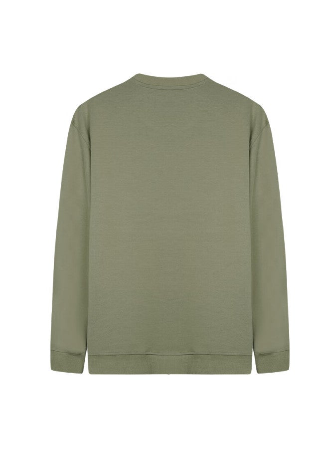 Tries Men's Sweatshirt, Round Neck, Autumn And Winter New Trendy Jacket, Top, Apricot Leaf Print, Heavyweight, Yunkun Fashio - Image 1