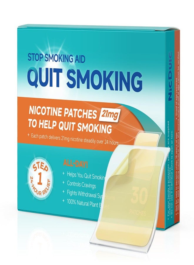 NicDuic Nicotine Patches 21 mg, Quit Smoking Step 1, Transdermal System Nicotine Patch, Easy & Effective Stop Smoking Aids That Work 24hr, 30 Count(4 Weeks Supply) - Image 1