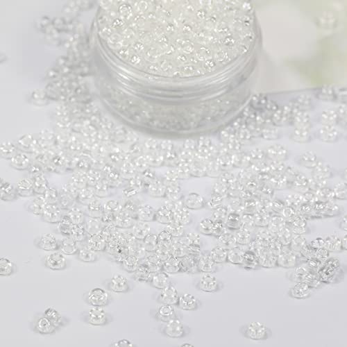 Bala&Fillic Crystal Pearl 3mm Seed Beads About 3600pcs/100Grams in Bag, 8/0 Glass Craft Beads for Making Bracelet and Necklace (Crystal Pearl) - Image 2