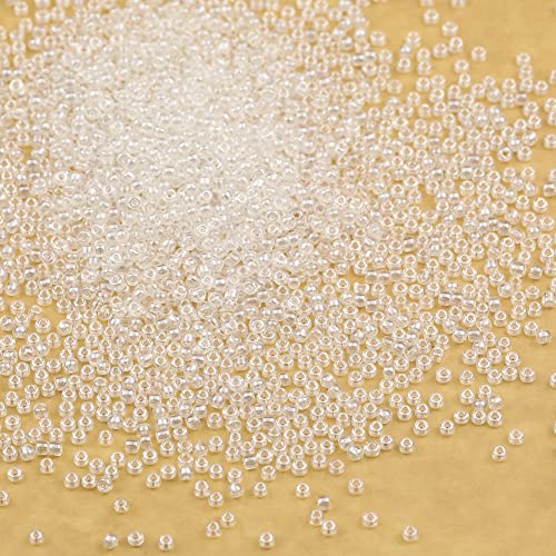 Bala&Fillic Crystal Pearl 3mm Seed Beads About 3600pcs/100Grams in Bag, 8/0 Glass Craft Beads for Making Bracelet and Necklace (Crystal Pearl) - Image 4