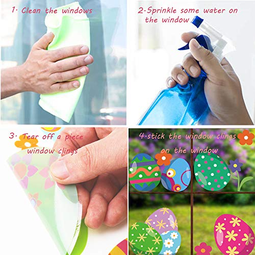 VEYLIN 6 Sheets 80Pcs Easter Eggs Window Clings, Removable Eggs Window Static Sticker for Easter Windows Decoration - Image 5