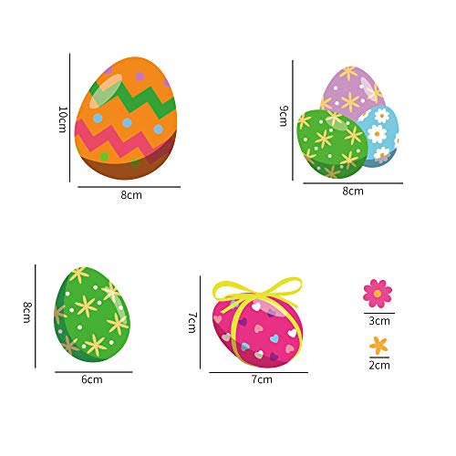 VEYLIN 6 Sheets 80Pcs Easter Eggs Window Clings, Removable Eggs Window Static Sticker for Easter Windows Decoration - Image 2