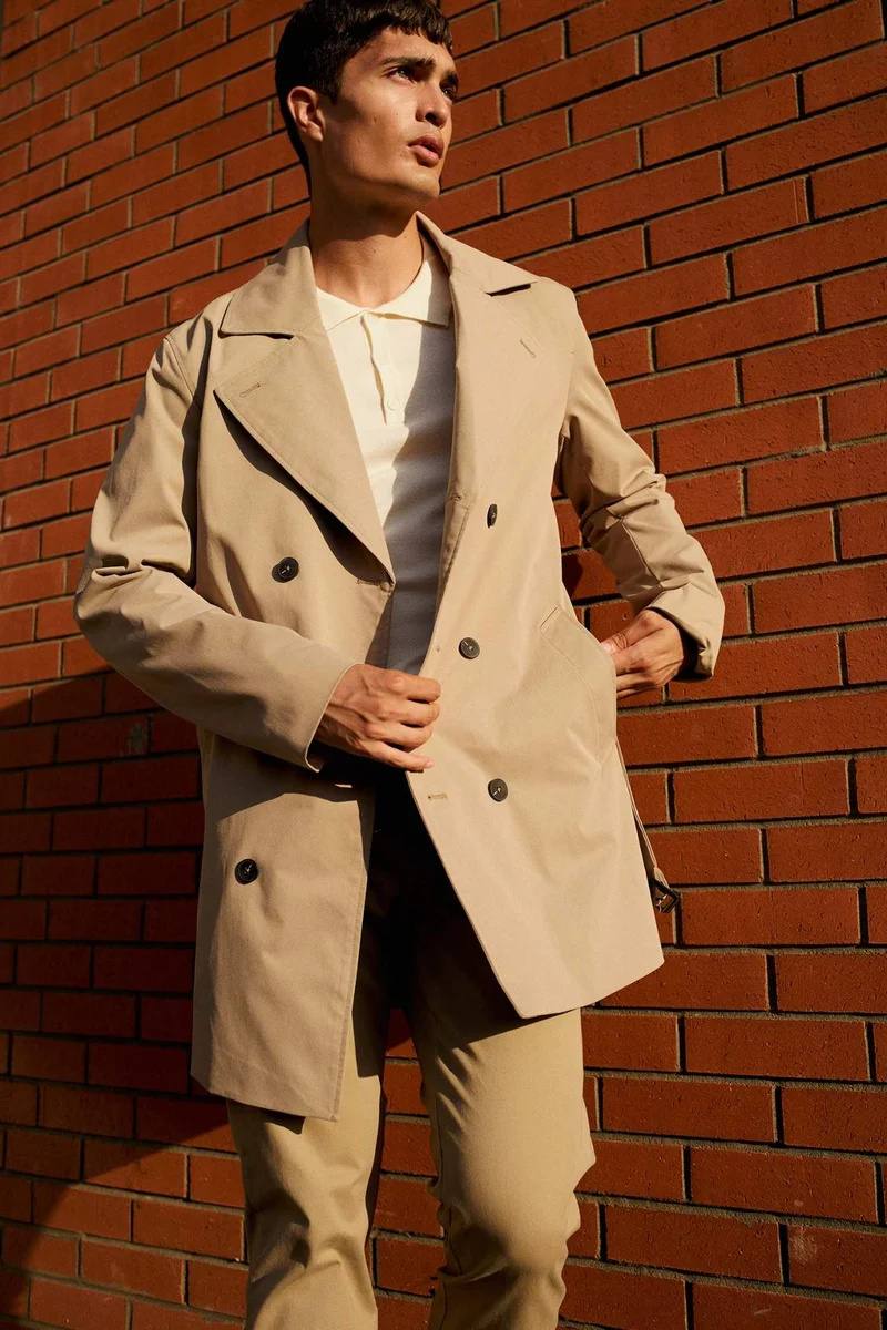 ديفاكتو Slim Fit Lined Belt Pocketed Light Trench Coat