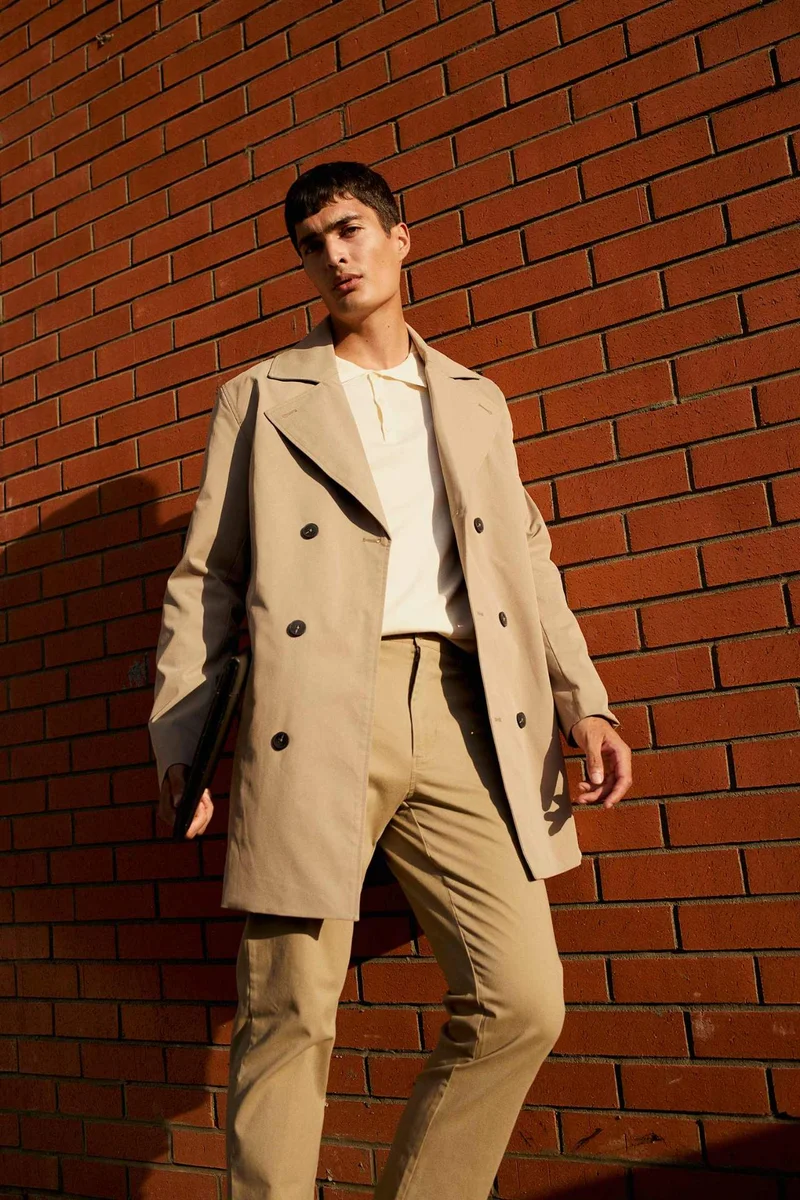 ديفاكتو Slim Fit Lined Belt Pocketed Light Trench Coat