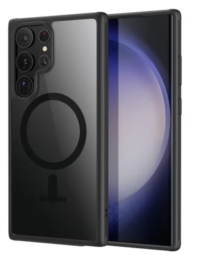 AROAQ Samsung S23 Ultra Case, Compatible with MagSafe, Magnetic Case for Samsung Galaxy S23 Ultra, Military-Grade Protection, Yellowing Resistant, Classic Hybrid Case (HaloLock), Clear Black - Image 1