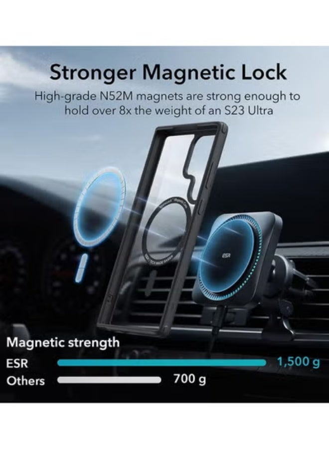 AROAQ Samsung S23 Ultra Case, Compatible with MagSafe, Magnetic Case for Samsung Galaxy S23 Ultra, Military-Grade Protection, Yellowing Resistant, Classic Hybrid Case (HaloLock), Clear Black - Image 4