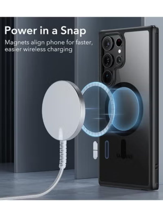 AROAQ Samsung S23 Ultra Case, Compatible with MagSafe, Magnetic Case for Samsung Galaxy S23 Ultra, Military-Grade Protection, Yellowing Resistant, Classic Hybrid Case (HaloLock), Clear Black - Image 3