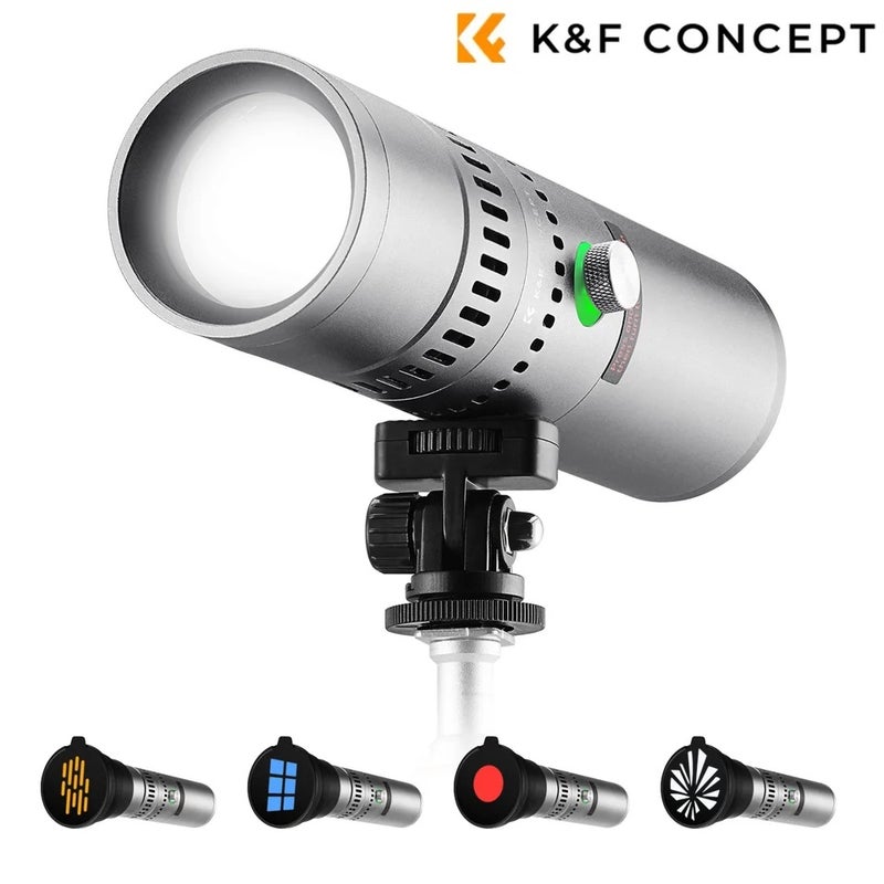 كيه آند إف كونسبت إضاءة استوديو تصوير K&F Concept SP25C 25W RGB Photography Flashlight with Mount Stand 20 Gobo 9000mAh Zoomable Video Spotlight 4000 Lux Studio Light - Image 2