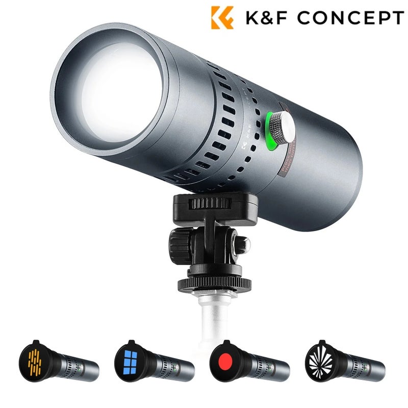 كيه آند إف كونسبت إضاءة استوديو تصوير K&F Concept SP25C 25W RGB Photography Flashlight with Mount Stand 20 Gobo 9000mAh Zoomable Video Spotlight 4000 Lux Studio Light - Image 1