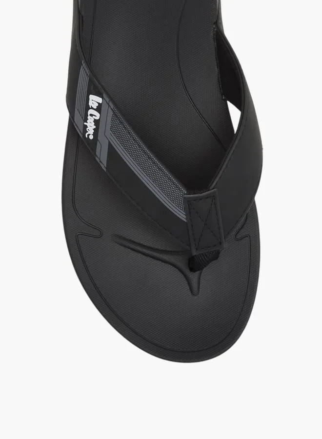 لي كوبر Mens Logo Print Slip-On Flip Flops