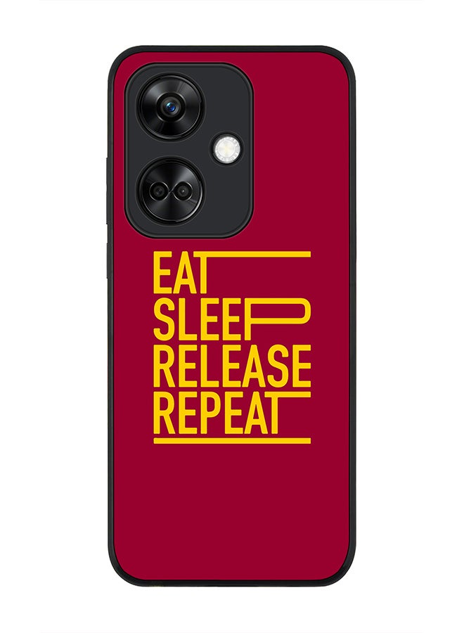 Rugged Black Edge case for OnePlus Nord CE3 Custom Slim fit Flexible Anti Drop Thin Phone Case Cover - Eat Sleep Release Repeat