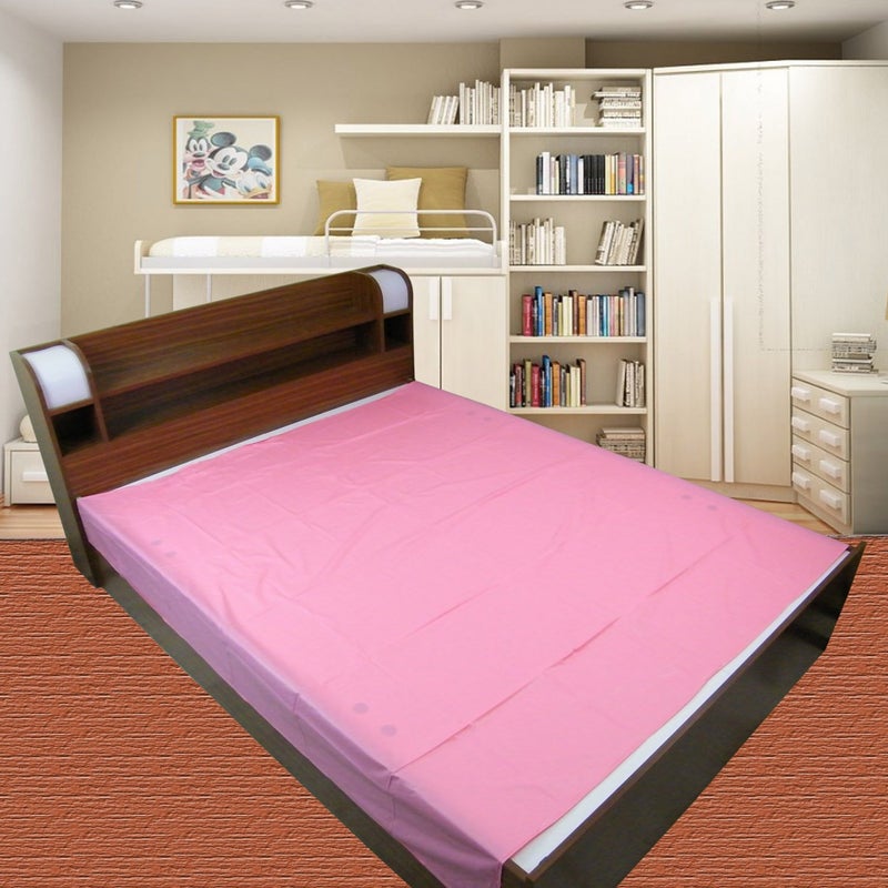Nonibud Baby Waterproof Plastic Sheet Double Bed King SizeBaby Adult Waterproof Protection Sheet for Mattress 75 x 65 feet Pink