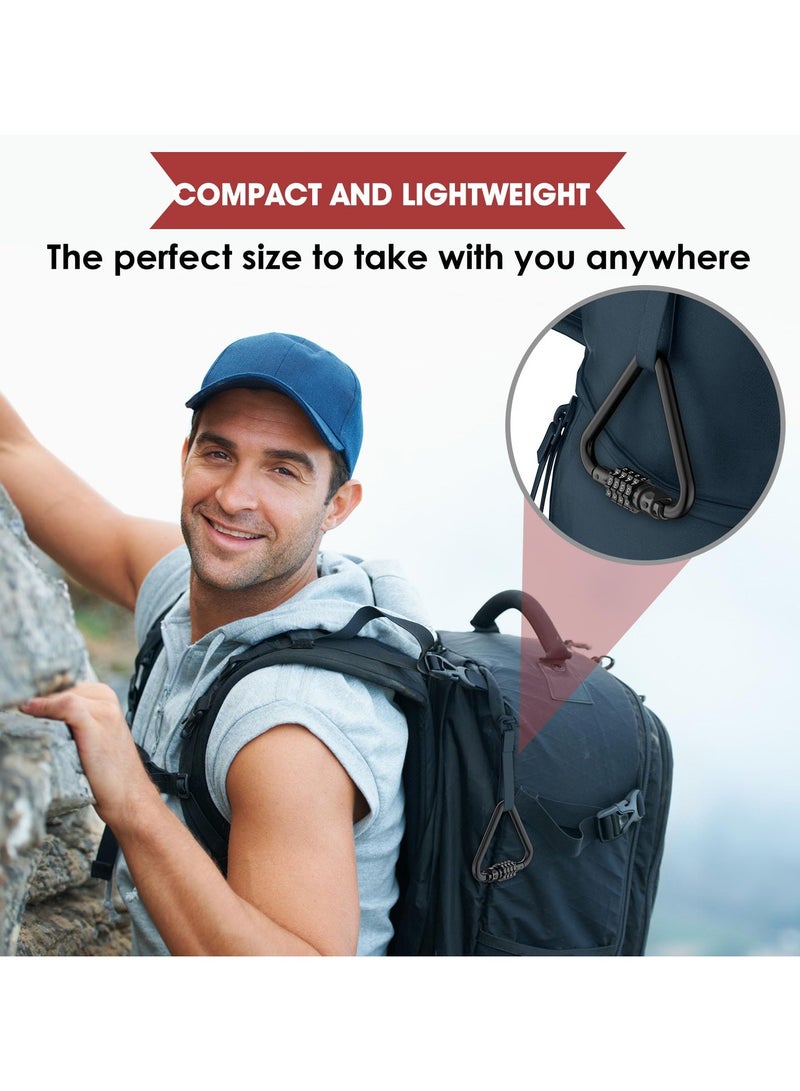 SOLARAE أقفال تركيبة، مشبك كارابيني ثقيل، قفل تركيبة على شكل مثلث بأربعة أرقام لقفل كابل أمان الدراجة، حقيبة السفر، قفل حقيبة الظهر (1، أسود) - Image 3