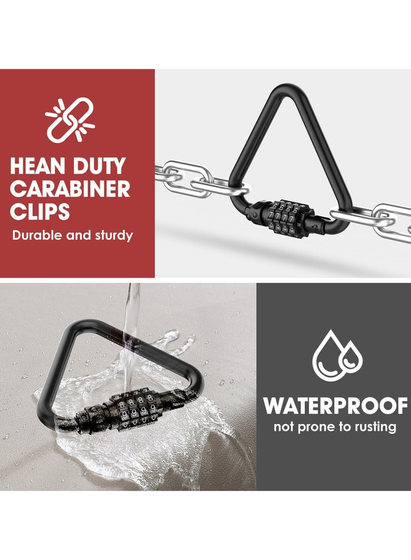 SOLARAE أقفال تركيبة، مشبك كارابيني ثقيل، قفل تركيبة على شكل مثلث بأربعة أرقام لقفل كابل أمان الدراجة، حقيبة السفر، قفل حقيبة الظهر (1، أسود) - Image 5