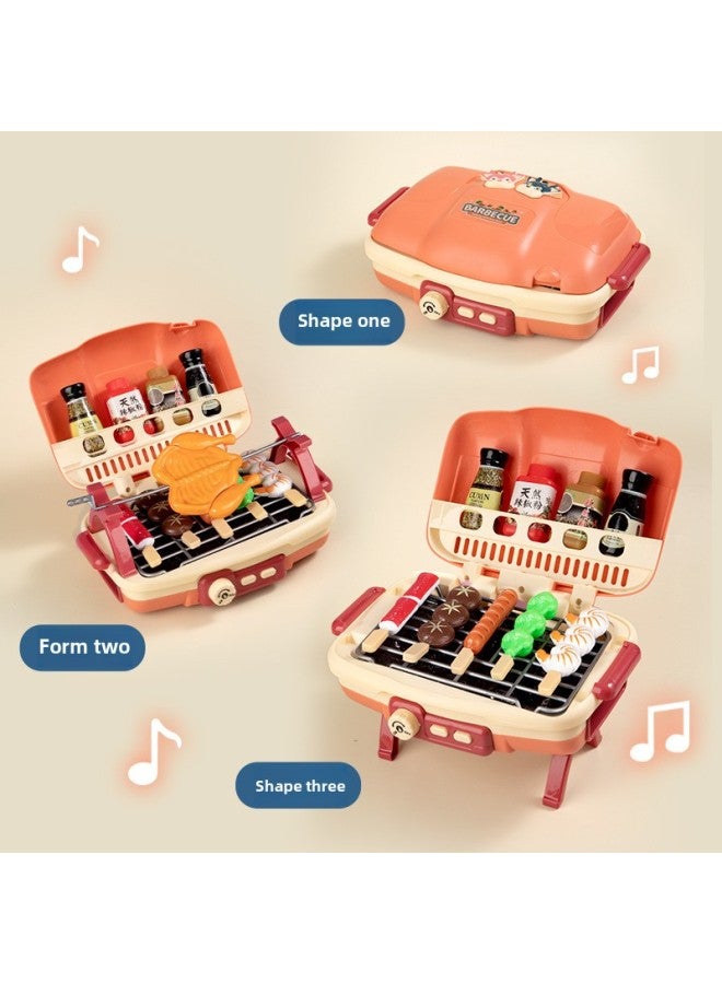 Children's Play Simulation Food Kitchen Toy Spray Barbecue Oven Skewers Pizza Hamburger Camping Kitchenware Set-Specifications:English Packaging 【Spray】 Barbecue Grill - Image 5