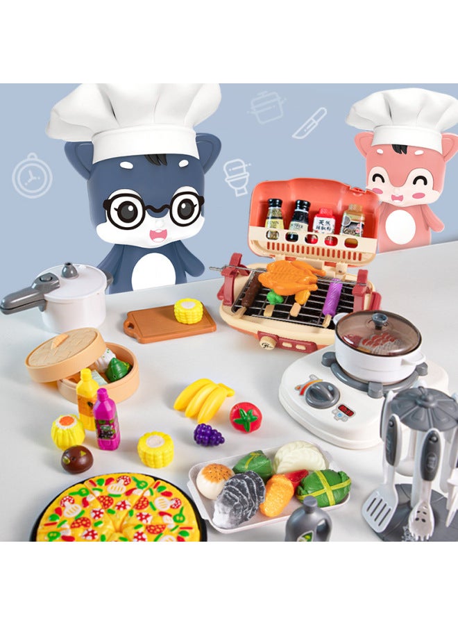 Children's Play Simulation Food Kitchen Toy Spray Barbecue Oven Skewers Pizza Hamburger Camping Kitchenware Set-Specifications:English Packaging 【Spray】 Barbecue Grill - Image 3