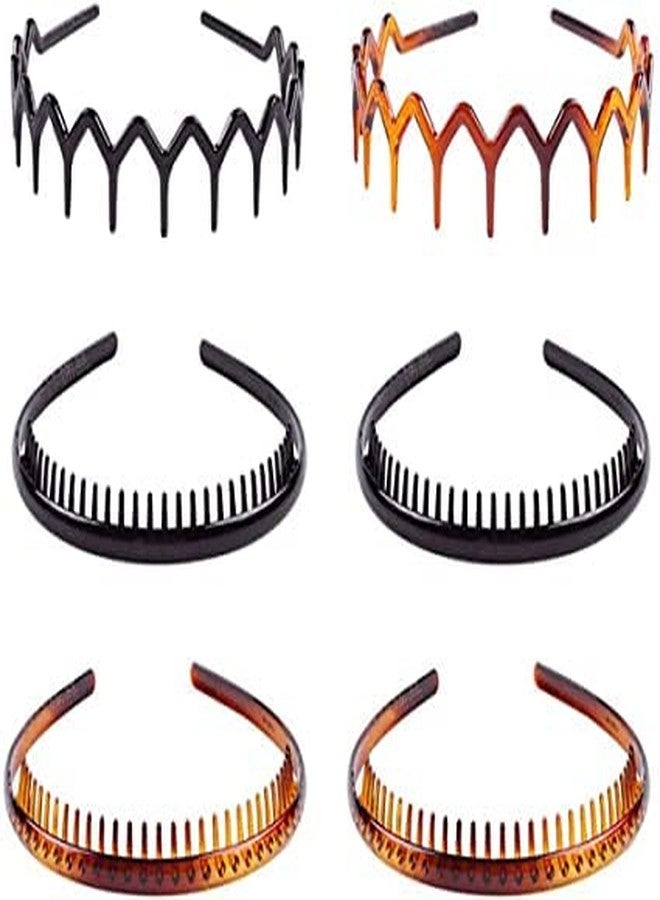 Big Box Plastic Hair Bands Elastic Headband Acrylic Plain Comb Hair Band Non Slip Wave Toothed Headband Comfort Wavy Hairband Hair Accessories for Women Girl (2 Styles) - Image 4