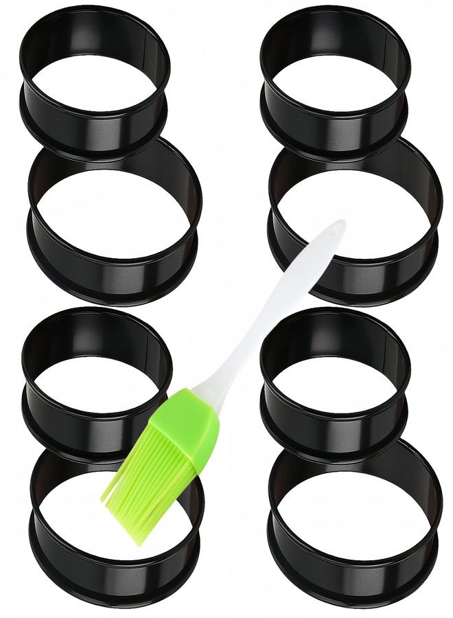 HNOYGNU Crumpet Rings, Upgrade Stainless Steel Non-Stick English Muffin Rings Outer diameter 4 Inch 、3.35Inch For Baking, with Silicone Brush - Image 1
