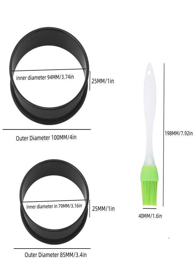 HNOYGNU Crumpet Rings, Upgrade Stainless Steel Non-Stick English Muffin Rings Outer diameter 4 Inch 、3.35Inch For Baking, with Silicone Brush - Image 2