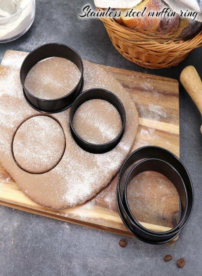 HNOYGNU Crumpet Rings, Upgrade Stainless Steel Non-Stick English Muffin Rings Outer diameter 4 Inch 、3.35Inch For Baking, with Silicone Brush - Image 4
