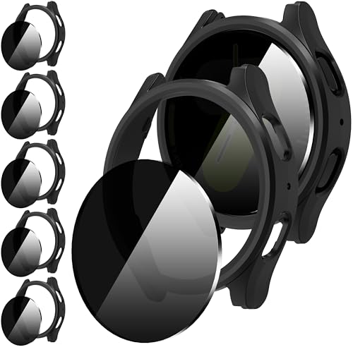 Suoman 55 Pack for Samsung Galaxy Watch 7 44mm Case AntiPeeping 9H Tempered Glass Privacy Screen Protector AllRound PC Matte Protective Cover Bumper - Image 1
