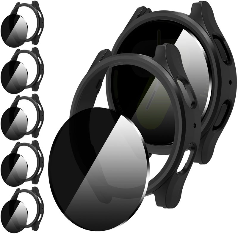 Suoman 55 Pack for Samsung Galaxy Watch 7 44mm Case AntiPeeping 9H Tempered Glass Privacy Screen Protector AllRound PC Matte Protective Cover Bumper - Image 2