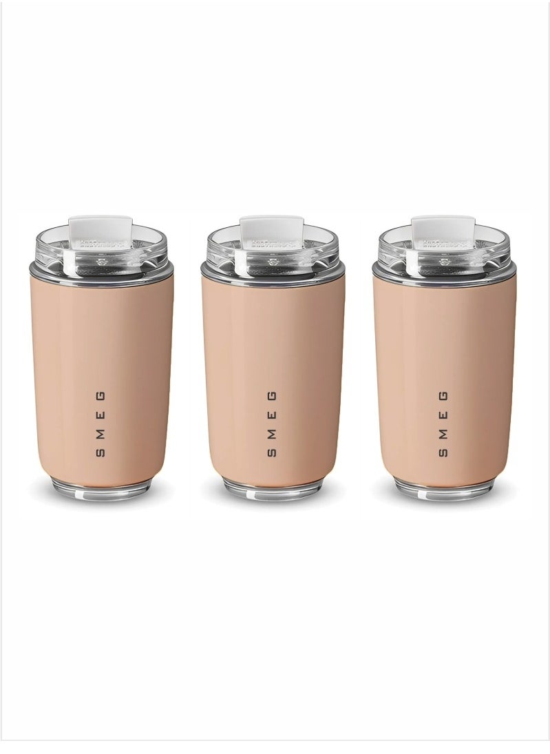 smeg - Travel Mug, Insulated Coffee Tumbler, Leak Proof Stainless Steel Thermal Reusable Coffee Cup, Lightweight And Portable Drink Container For Home Office Traveling, (Pack Of 3pcs, 350ML Pink) - Image 1