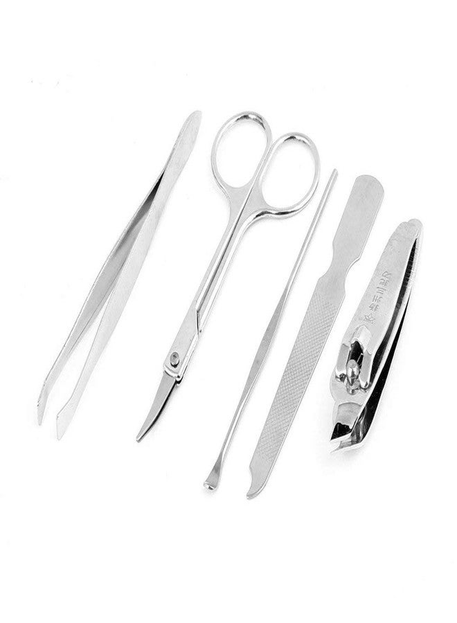 Drumstone (𝗦𝗽𝗲𝗰𝗶𝗮𝗹 𝟭𝟬 𝗬𝗲𝗮𝗿𝘀 𝗪𝗮𝗿𝗿𝗮𝗻𝘁𝘆) 5-Piece Stainless Steel Manicure Set for Men | Travel-Friendly Grooming Kit with Ergonomic Grip | Sharp, Durable, Rust-Free Nail Clippers & Cuticle Tools - Image 1