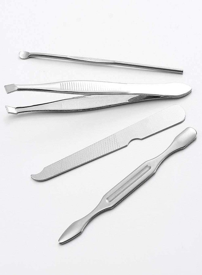 Drumstone (𝗦𝗽𝗲𝗰𝗶𝗮𝗹 𝟭𝟬 𝗬𝗲𝗮𝗿𝘀 𝗪𝗮𝗿𝗿𝗮𝗻𝘁𝘆) 5-Piece Stainless Steel Manicure Set for Men | Travel-Friendly Grooming Kit with Ergonomic Grip | Sharp, Durable, Rust-Free Nail Clippers & Cuticle Tools - Image 5