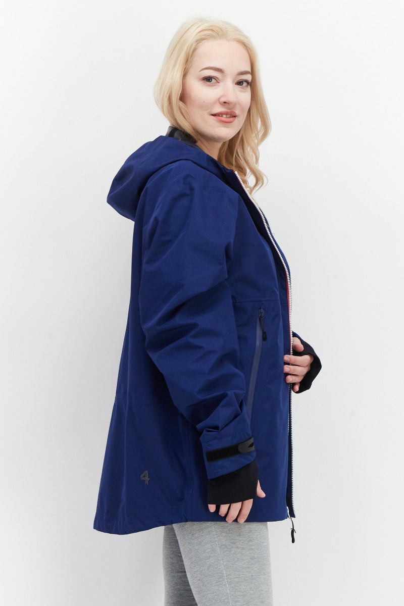 Fourlaps Women Hooded Windbreaker Jacket, Blue Combo - Image 2